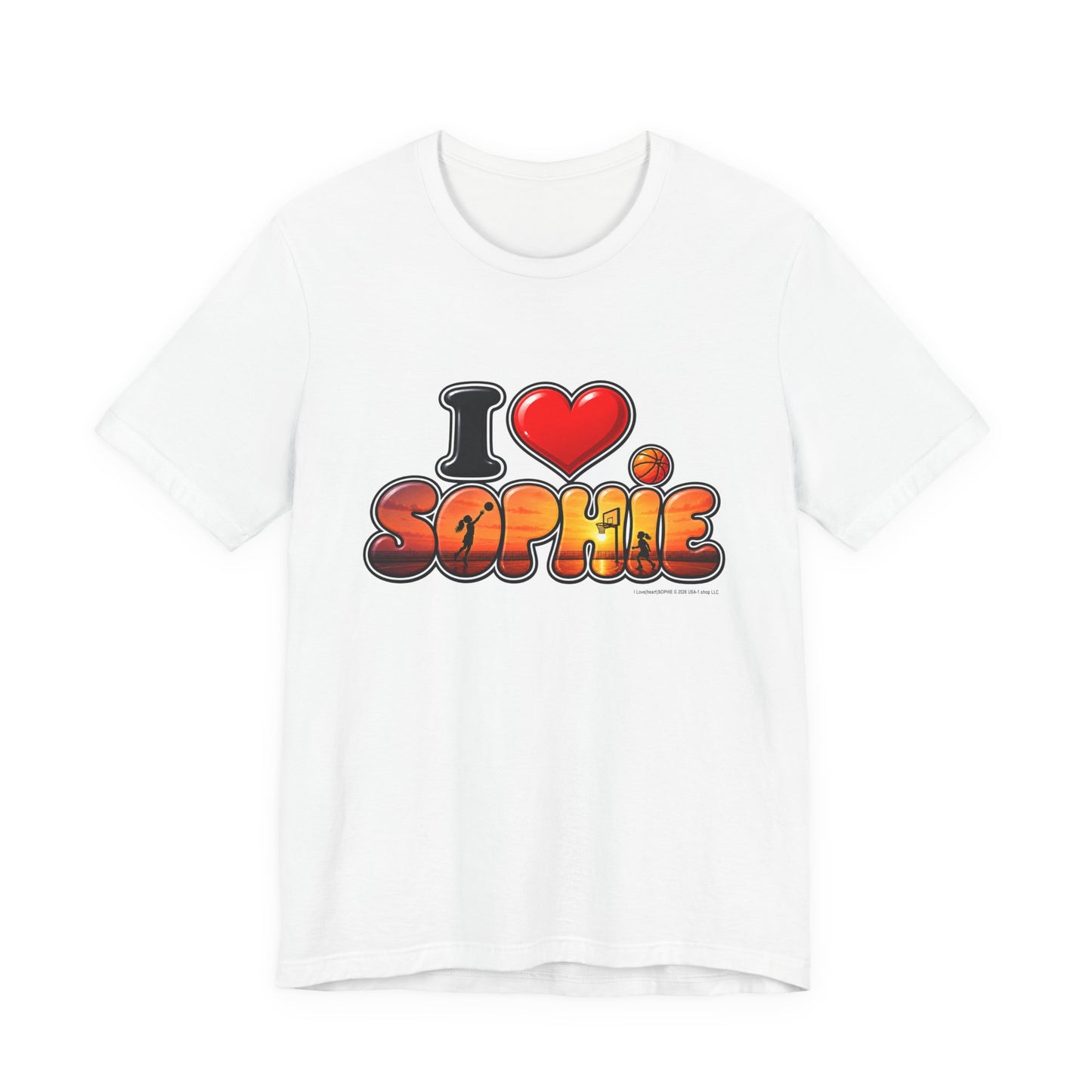 I  Love(heart) Sophie Sunset Graphic Tee — Front Side Print
