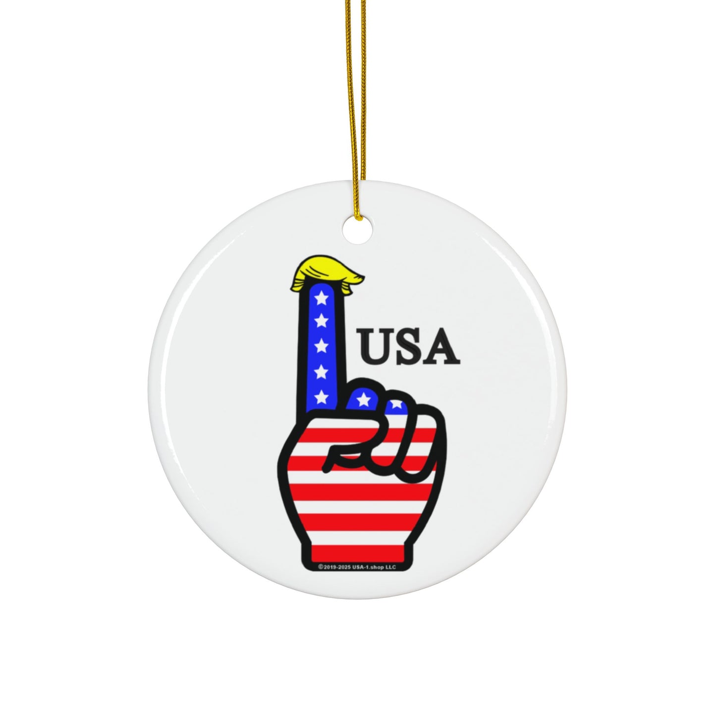 USA-1 Themed Ceramic Ornaments, 2-Sided Holiday Decor, Perfect for Christmas, Patriotic Celebrations, Gift Ideas, Home Decor