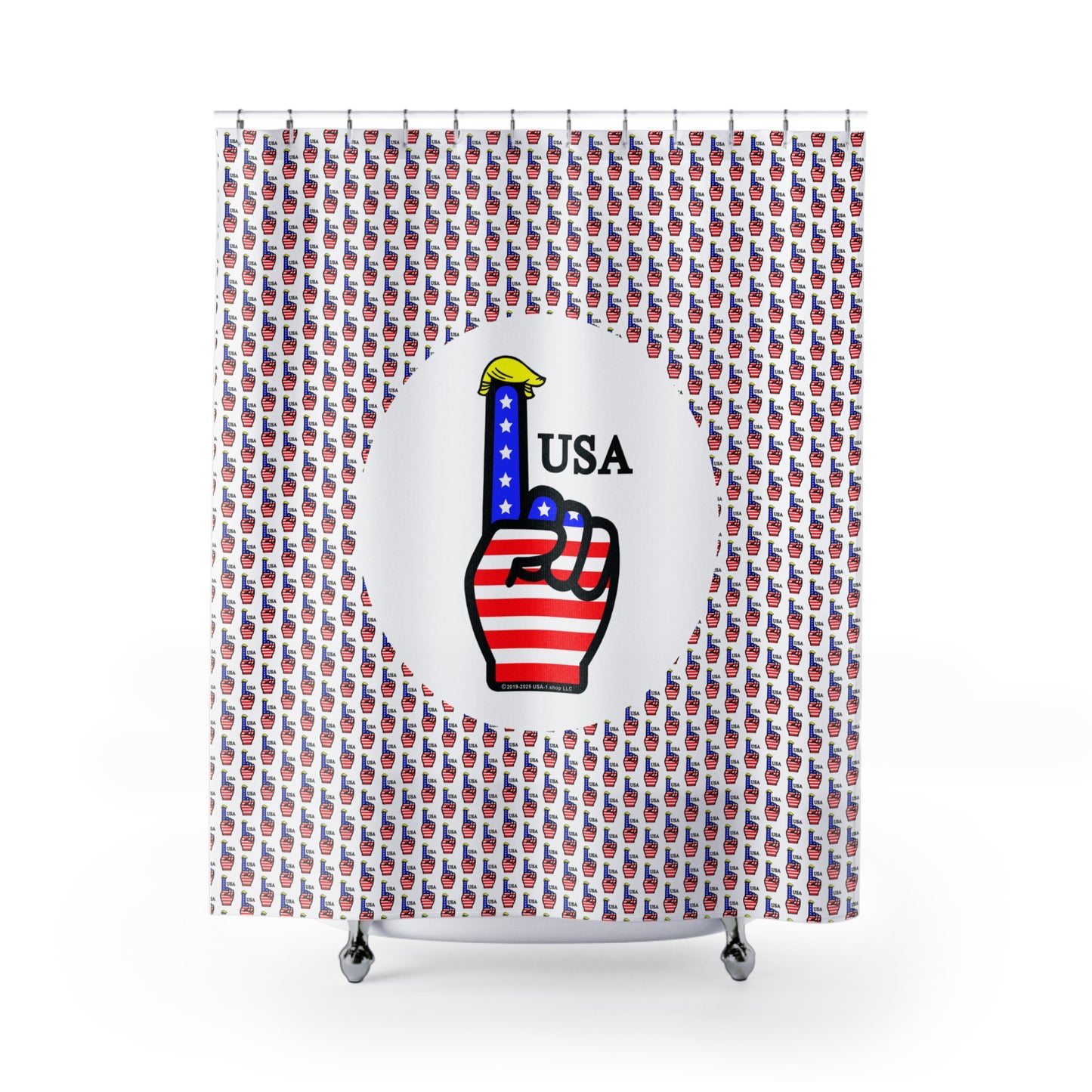 USA-1 Themed Shower Curtain, Fun Bathroom Decor
