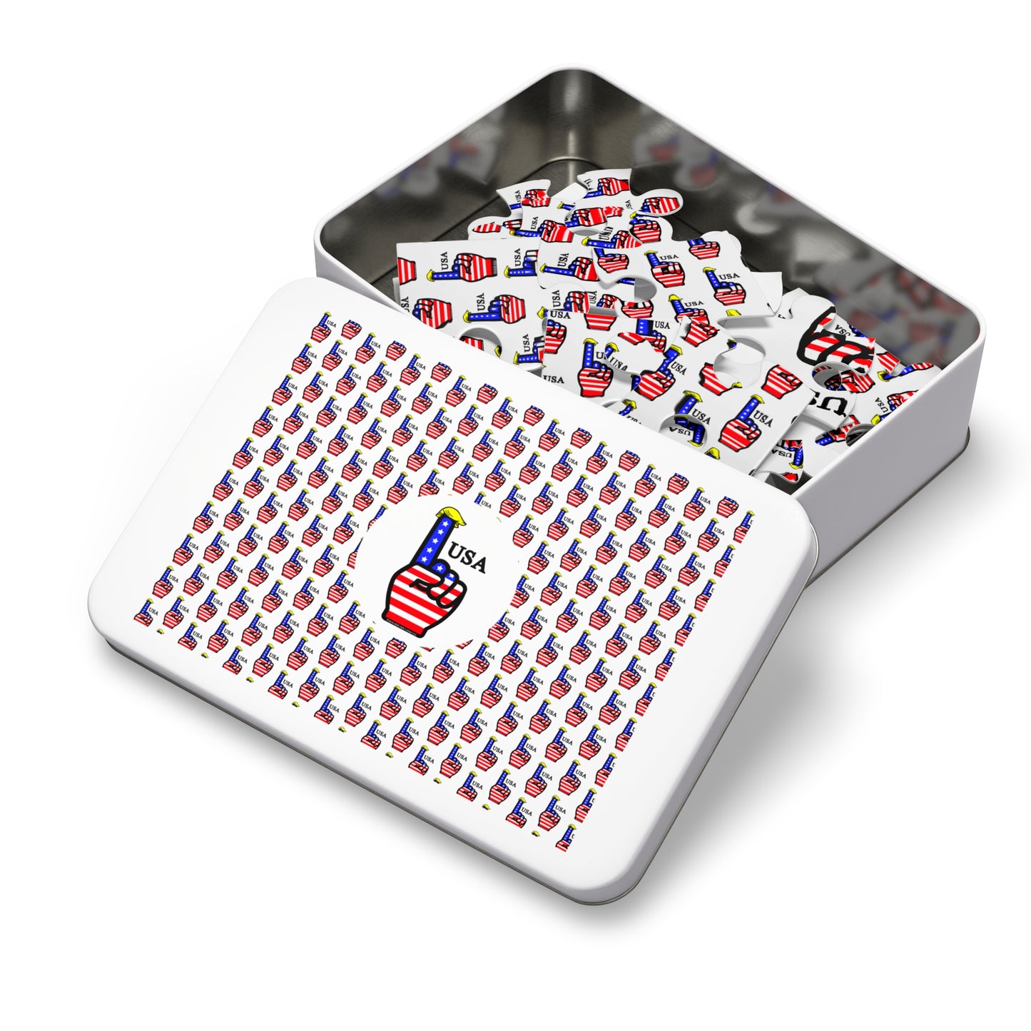 USA-1 Themed Jigsaw Puzzle with Tin – Patriotic Gift, Fun Family Activity, Home Decor, Holiday Entertainment, USA Puzzle