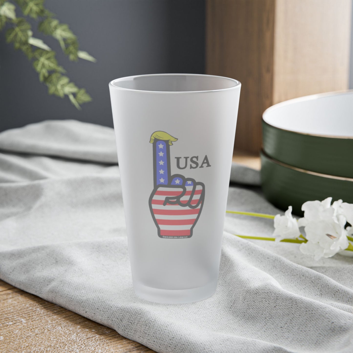 USA-1 Themed Frosted Pint Glass, 16oz