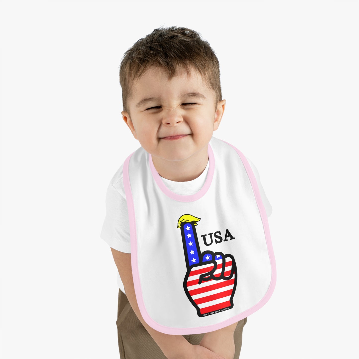 USA-1 Themed Baby Contrast Trim Jersey Bib