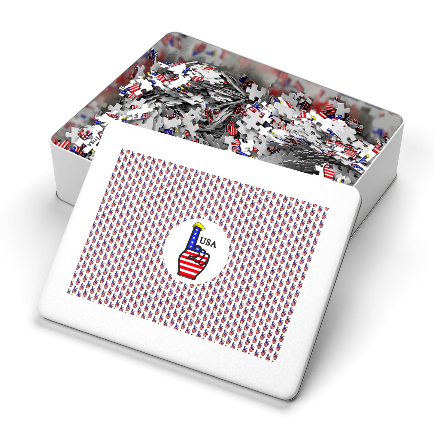 USA-1 Themed Jigsaw Puzzle with Tin – Patriotic Gift, Fun Family Activity, Home Decor, Holiday Entertainment, USA Puzzle