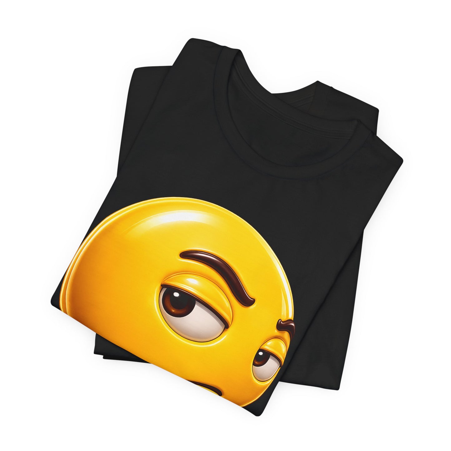 Side Eye T‑Shirt — Smirking Face Graphic Tee  Front side print