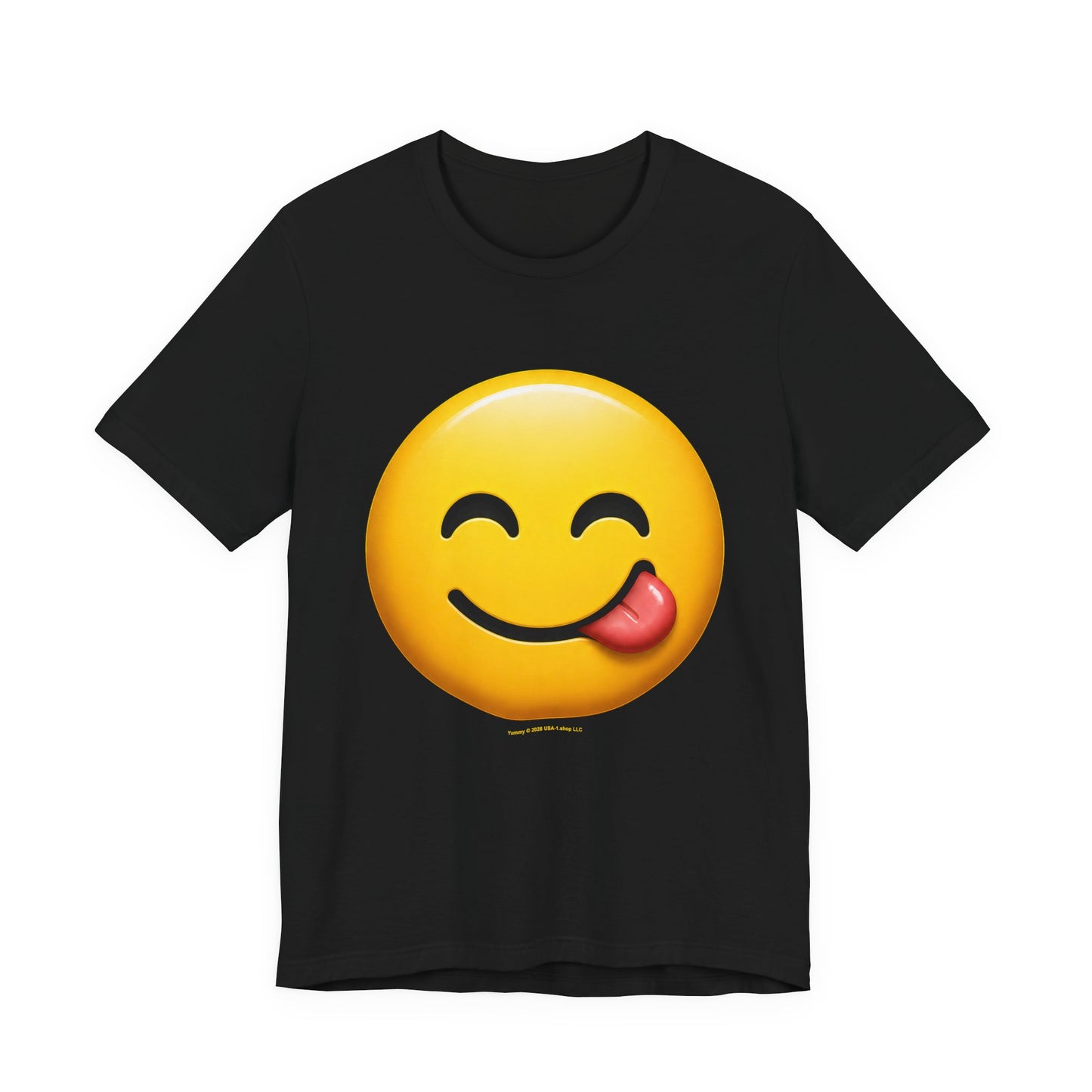 Yummy on Classic Black T - FRONT SIDE PRINT